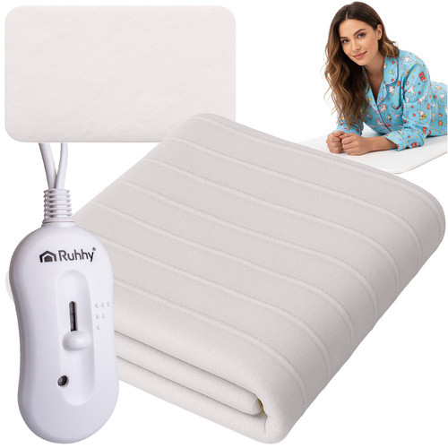 Patura electrica 150x80 cm, 65W, 3 trepte de incalzire, cablu detasabil, control telecomanda, alb - imagine 9